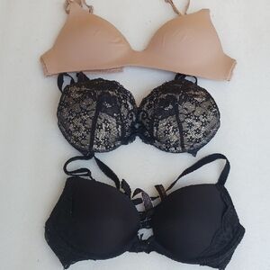 VICTORIA SECRET + PINK Lace and Smooth Finish Bra Set of 3 Bras